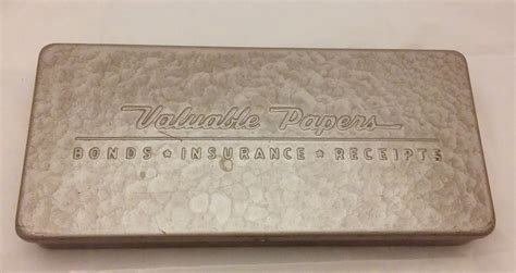 vintage bonds insurance metal box|Vintage Valuable Papers Tin Box for Bonds Insurance Receipts .